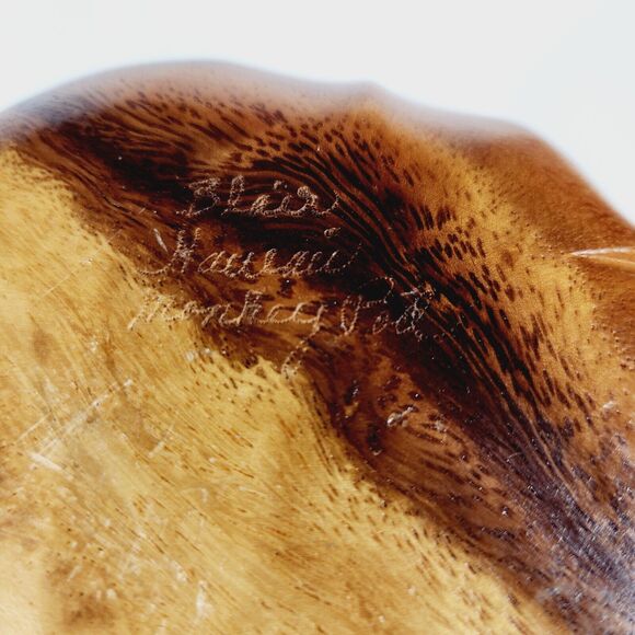 Monkey Pod Hawaiian Wood Lot of 2 Divided Serving Dish Flower Bowl Hand Carved - Picture 10 of 11